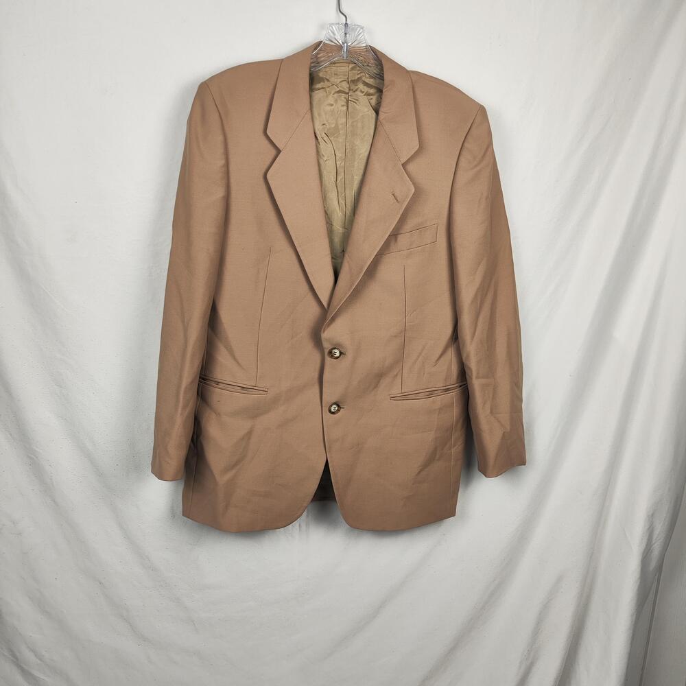Sponsor Line Suit Jacket Mens XL Beige Wool Two Button Made In Italy Classic Fit